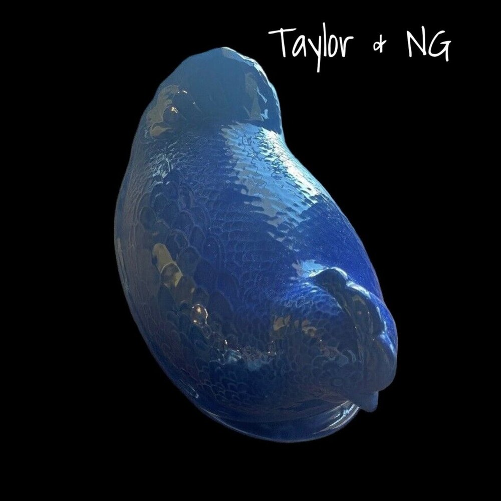 Rare 1992 Taylor & NG Cobalt Blue Chicken Roaster Serving Dish & Bowl Set